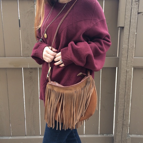 Suede fringe bag
