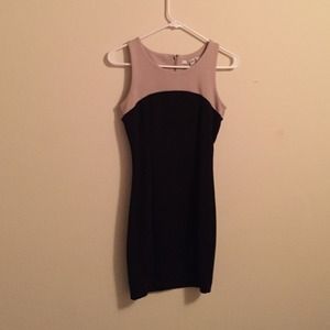 Tan and black bodycon dress