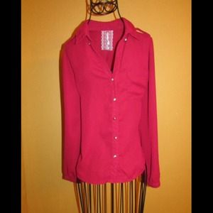 Red and gold flowy button up, worn once!!