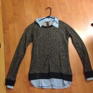 Cuffed and collared dark grey sweater