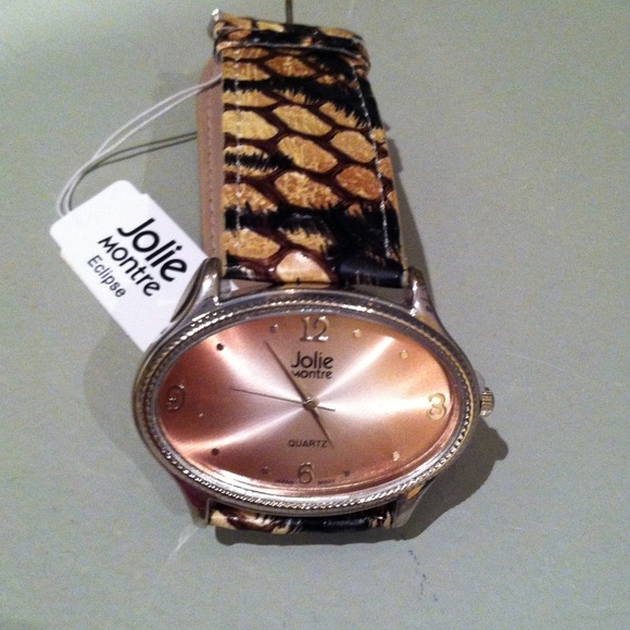 Stainless steel Japan movement snakeskin watch