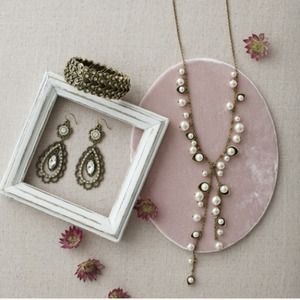 Chloe + Isabel Pearl and Crystal Filigree Earrings