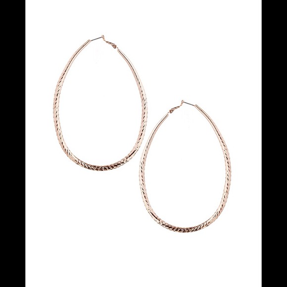 ASOS Rose Gold Etched Oval Hoop Earrings.