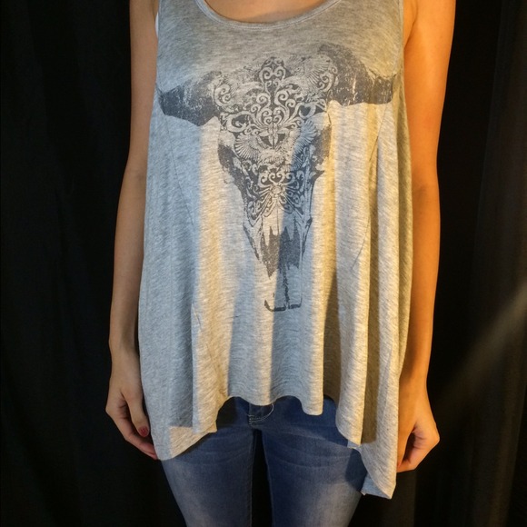 Project Social T Bull Skull Print Top