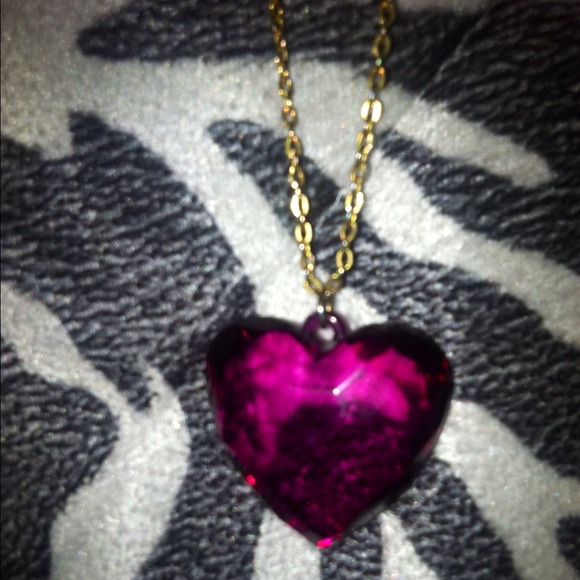 💜SOLD: Purple jeweled heart necklace💜 - Picture 2 of 3