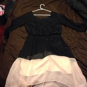 Juniors Black and pink High/Low dress