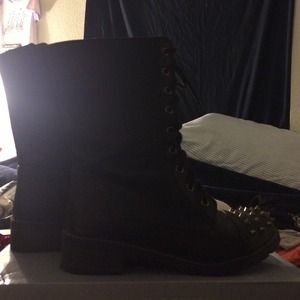 Studded black combat boots