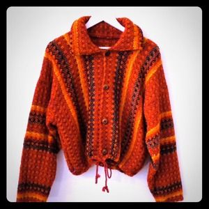 Vintage Multicolor Orange Woven Jacket