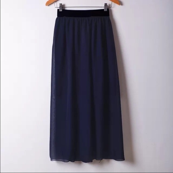 Royal blue Women's double layer chiffon skirt