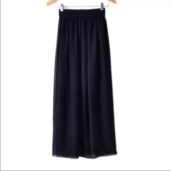 Womens chiffon double layer black skirt