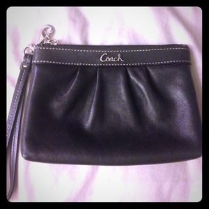 Coach black leather wristlet