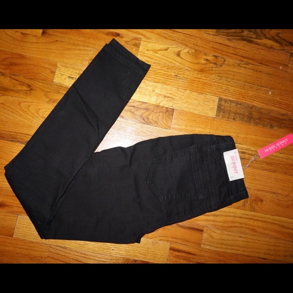 High waist black denim legging