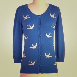 NWT blue bird print cardigan