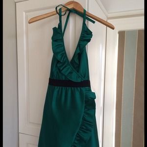 Tibi Emerald Green Halter Dress
