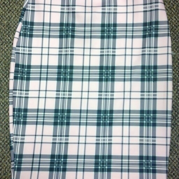 Pink plaid midi skirt