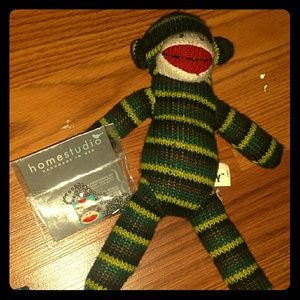 Sock Monkey and Sock Monkey necklace