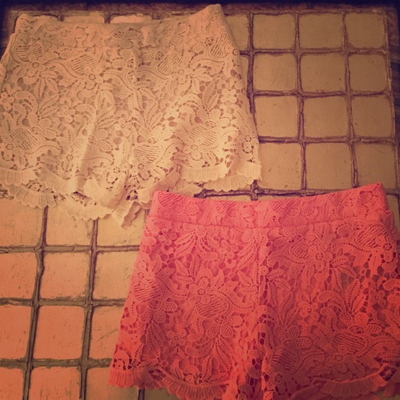 2 Pairs - Forever 21 Lace Shorts in Pink and Cream