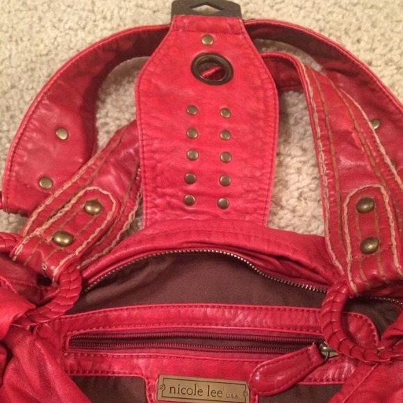 Nicole Lee Red Studded Handbag - Picture 4 of 4