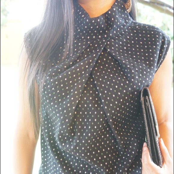 Black pleated woven top