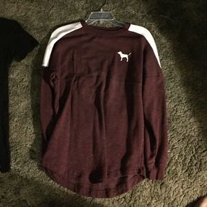 Oversized maroon and white PINK crew neck