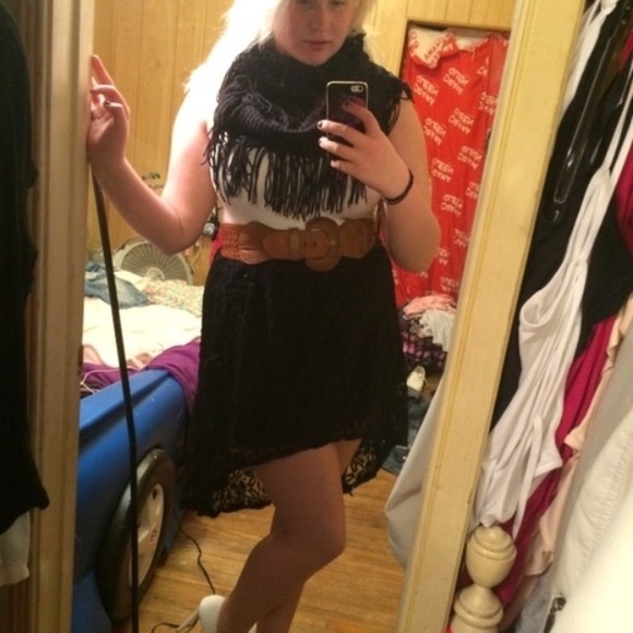 High low black lace skirt
