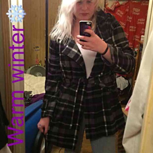 Plaid purple winter coat