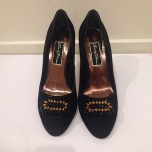 Beverly Feldman Black Suede Pumps