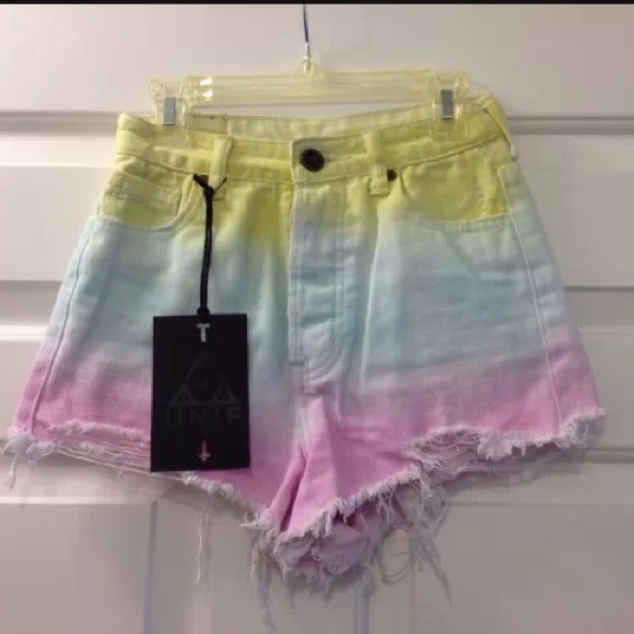UNIF Guess What Tie Dye Ombré High Waisted Shorts