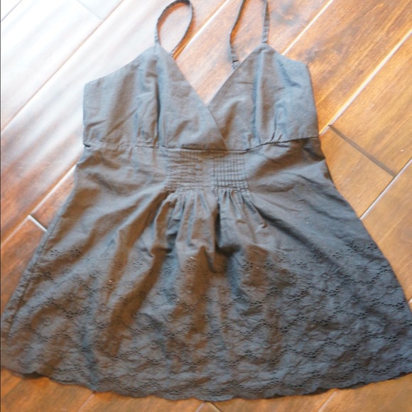 Black tank with pleated detail
