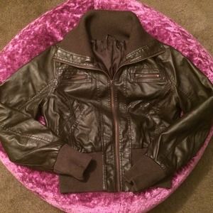 Brown Vegan Leather Jacket