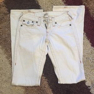 True Religion boot cut white jeans