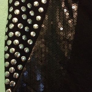 Black sequin&stud mini dress