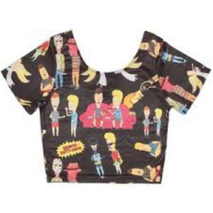 Want! Bevis and butthead crop top o-mighty black
