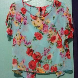 Sheer Floral open back Top