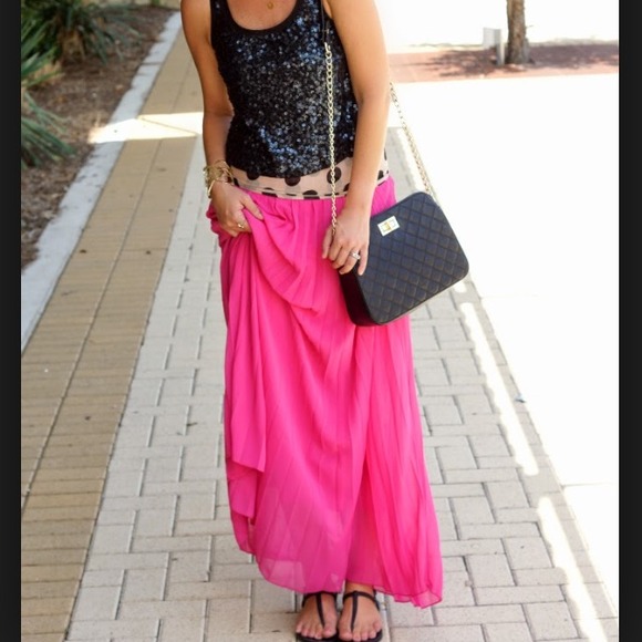Line & Dot Dresses & Skirts - Pink silk maxi skirt!