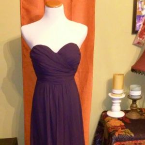 Plum colored long strapless dress gorgeous!