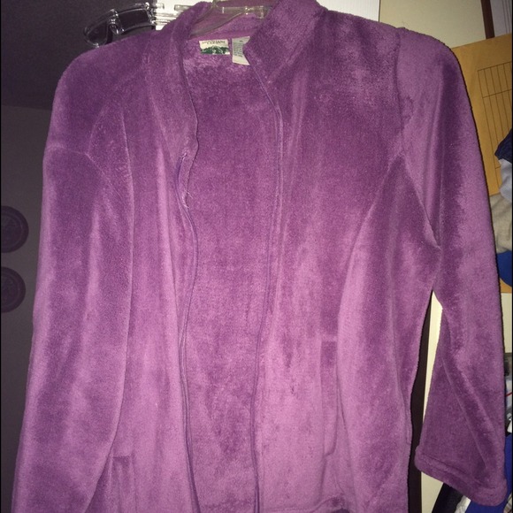 Purple mountain lake fuzzy jacket