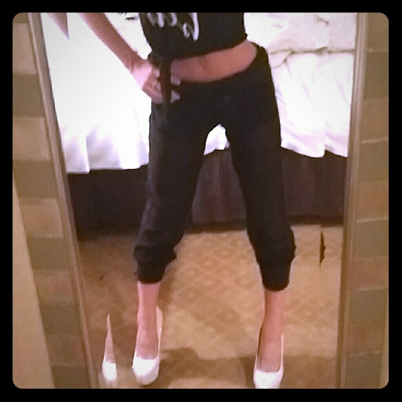 Bebe Black shorts w mesh overlay forming pants