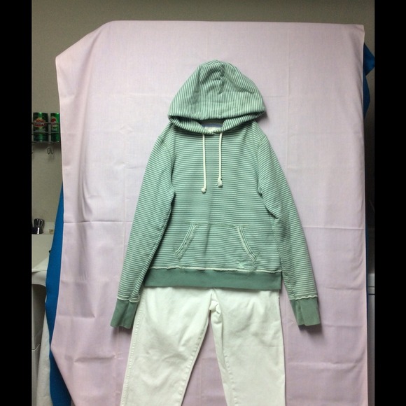 Green and White Striped Sweatshirt