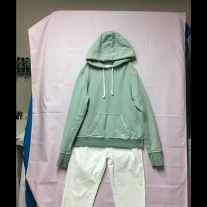 Green and White Striped Sweatshirt