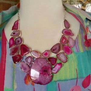 Genuine Druzy Quartz Silver Necklace