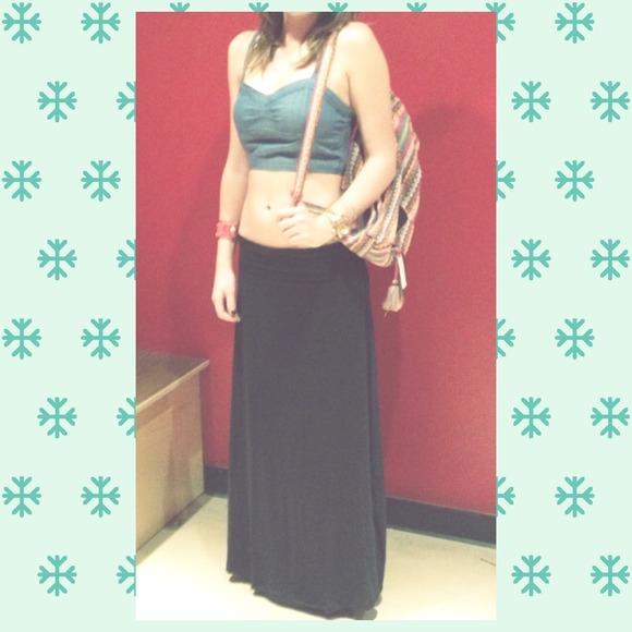 Billabong Black Fold Over Maxi Skirt