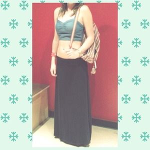 Billabong Black Fold Over Maxi Skirt