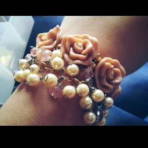 Nude colored rose bracelet