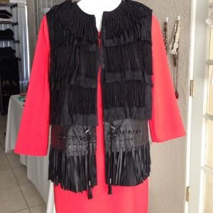 Elie Tahari black leather vest