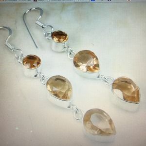 Elegant Citrine 925 S.S Overlay Earring