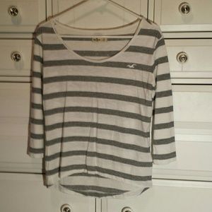 Hollister white with silver shiny stripes