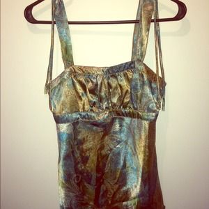 Satiny Paisley Tie-Back Top