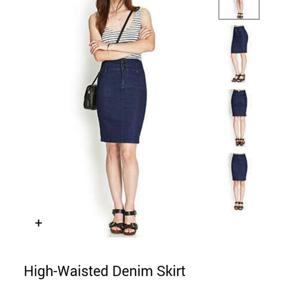 Indigo high waisted denim skirt