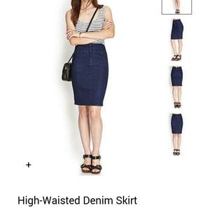 Indigo high waisted denim skirt
